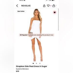 Susana Monaco White Strapless Side Pleat Dress XS